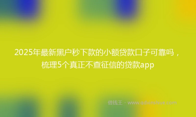 2025年最新黑户秒下款的小额贷款口子可靠吗，梳理5个真正不查征信的贷款app