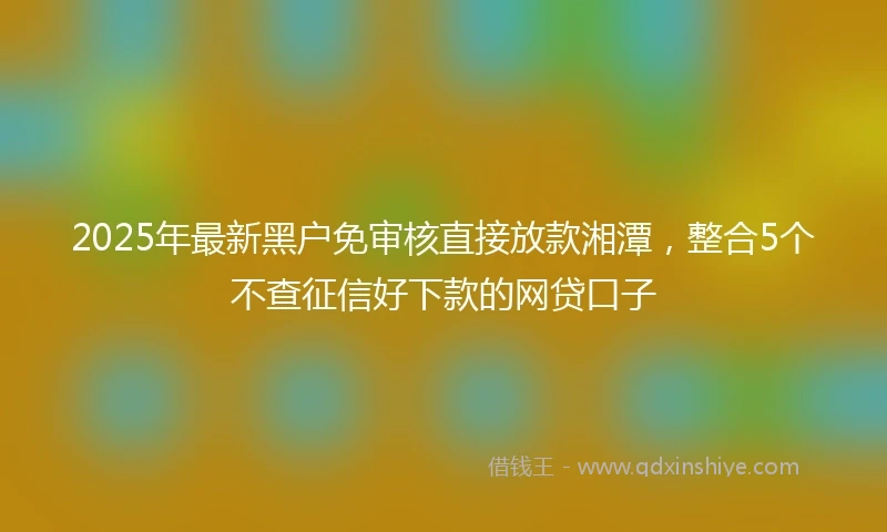 2025年最新黑户免审核直接放款湘潭，整合5个不查征信好下款的网贷口子