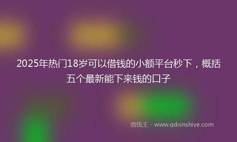 2025年热门18岁可以借钱的小额平台秒下，概括五个最新能下来钱的口子