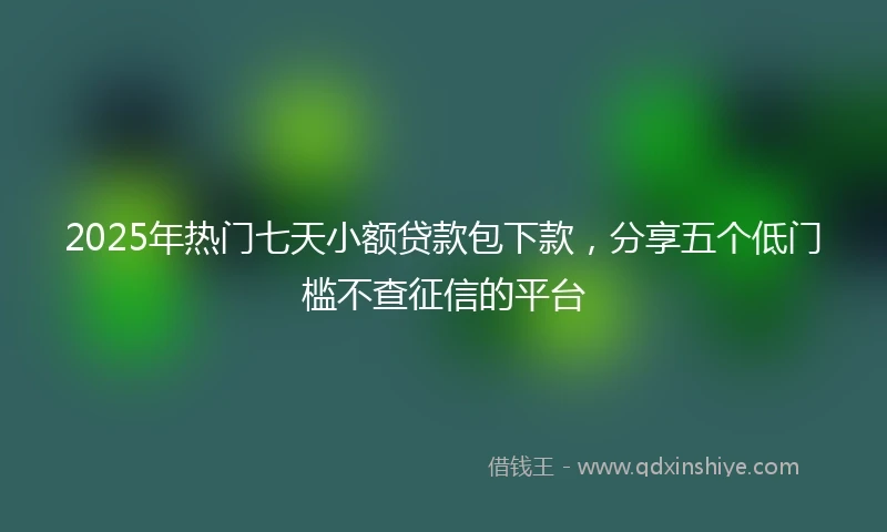 2025年热门七天小额贷款包下款，分享五个低门槛不查征信的平台