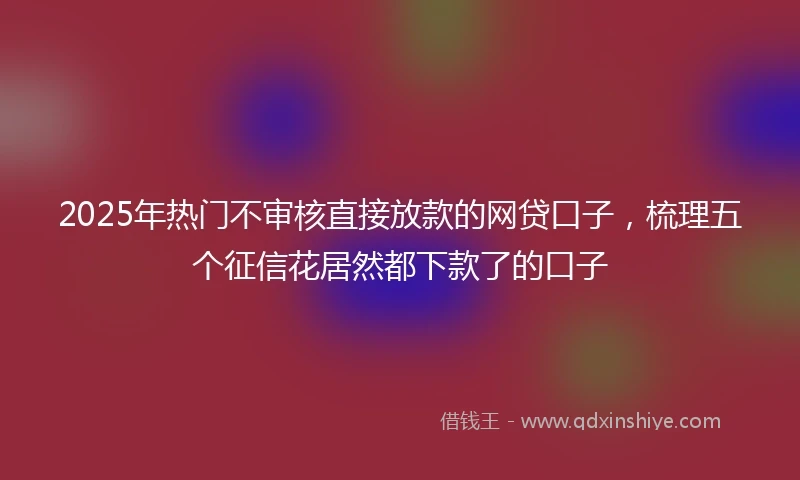 2025年热门不审核直接放款的网贷口子，梳理五个征信花居然都下款了的口子