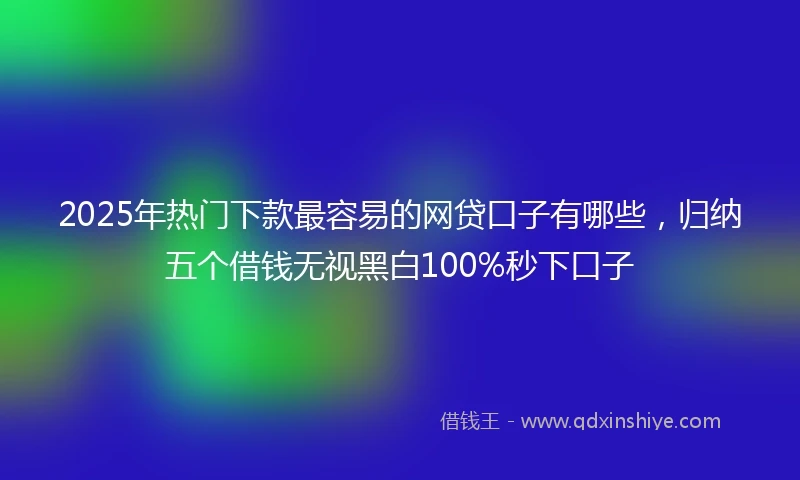 2025年热门下款最容易的网贷口子有哪些，归纳五个借钱无视黑白100%秒下口子