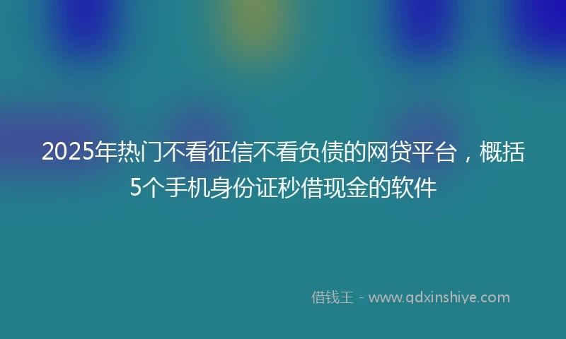 2025年热门不看征信不看负债的网贷平台,概括5个手机身份证秒借现金的软件