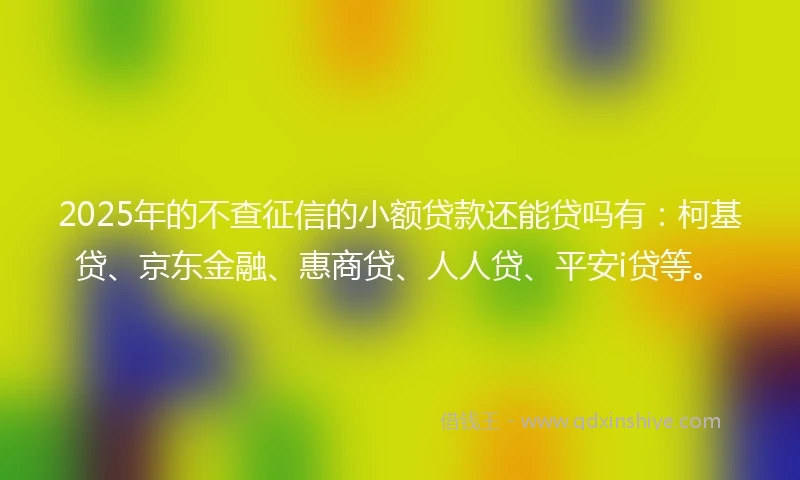 2025年的不查征信的小额贷款还能贷吗有:柯基贷、京东金融、惠商贷、人人贷、平安i贷等。