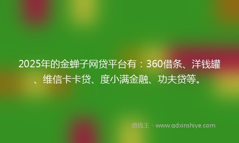 2025年的金蝉子网贷平台有：360借条、洋钱罐、维信卡卡贷、度小满金融、功夫贷等。