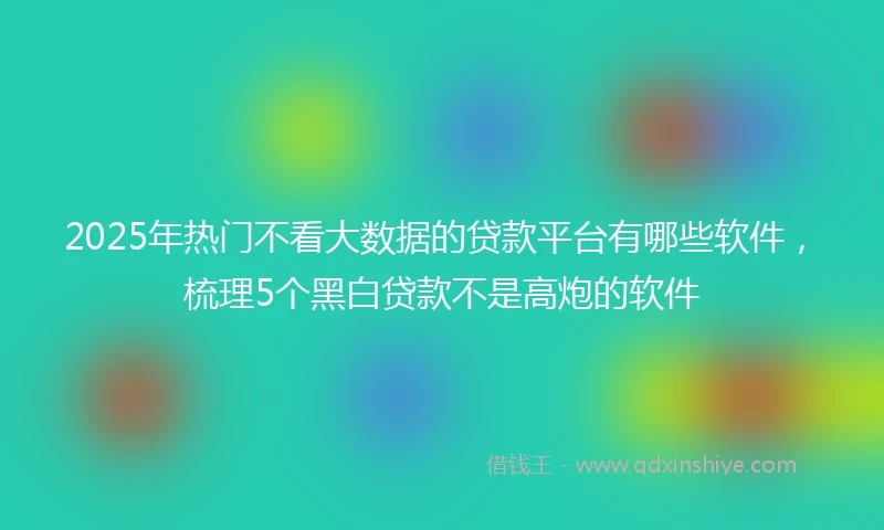2025年热门不看大数据的贷款平台有哪些软件，梳理5个黑白贷款不是高炮的软件