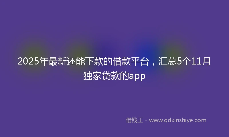 2025年最新还能下款的借款平台，汇总5个11月独家贷款的app