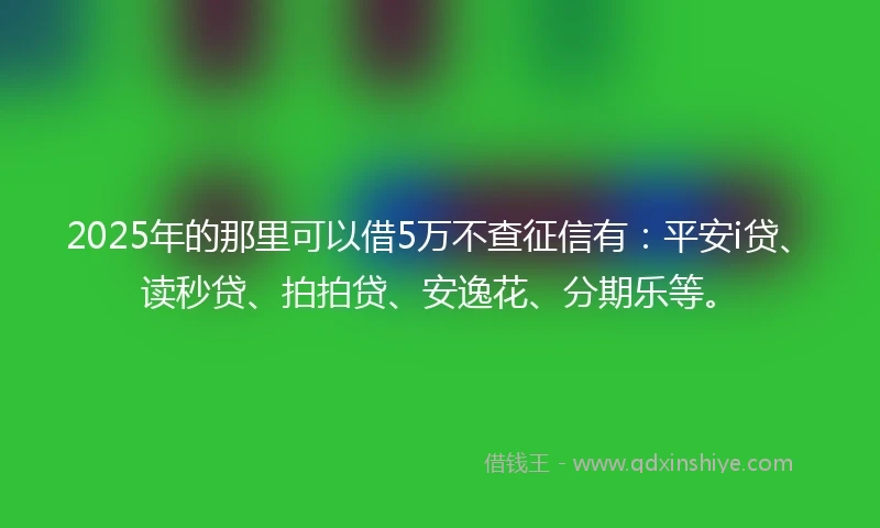 2025年的那里可以借5万不查征信有：平安i贷、读秒贷、拍拍贷、安逸花、分期乐等。