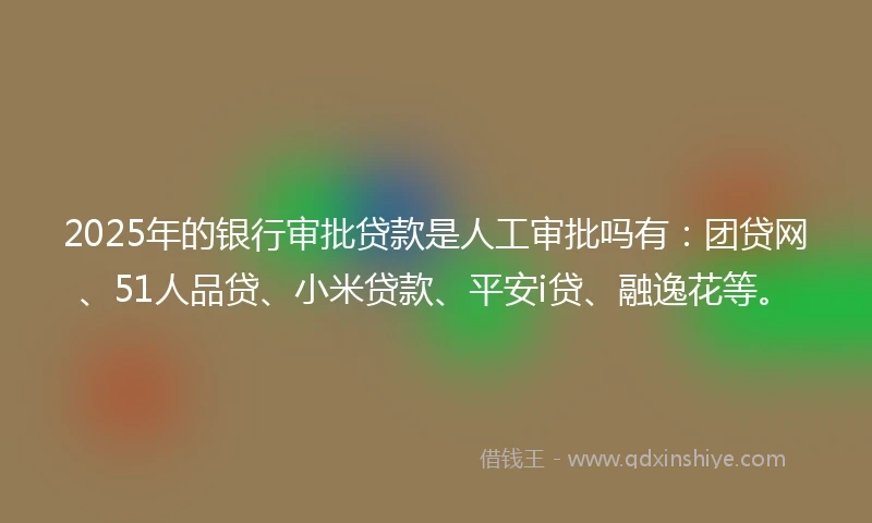 2025年的银行审批贷款是人工审批吗有：团贷网、51人品贷、小米贷款、平安i贷、融逸花等。
