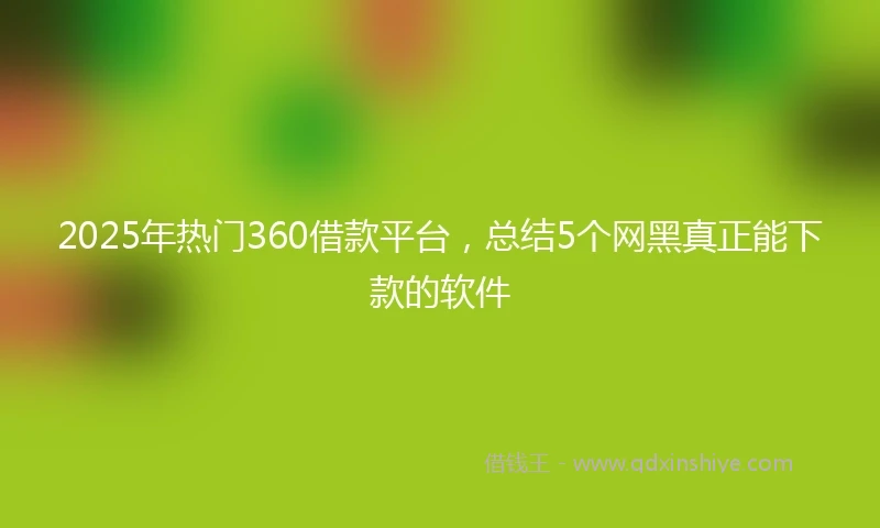 2025年热门360借款平台，总结5个网黑真正能下款的软件