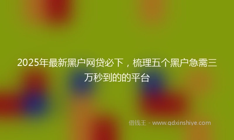 2025年最新黑户网贷必下，梳理五个黑户急需三万秒到的的平台