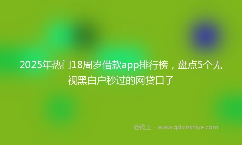 2025年热门18周岁借款app排行榜，盘点5个无视黑白户秒过的网贷口子