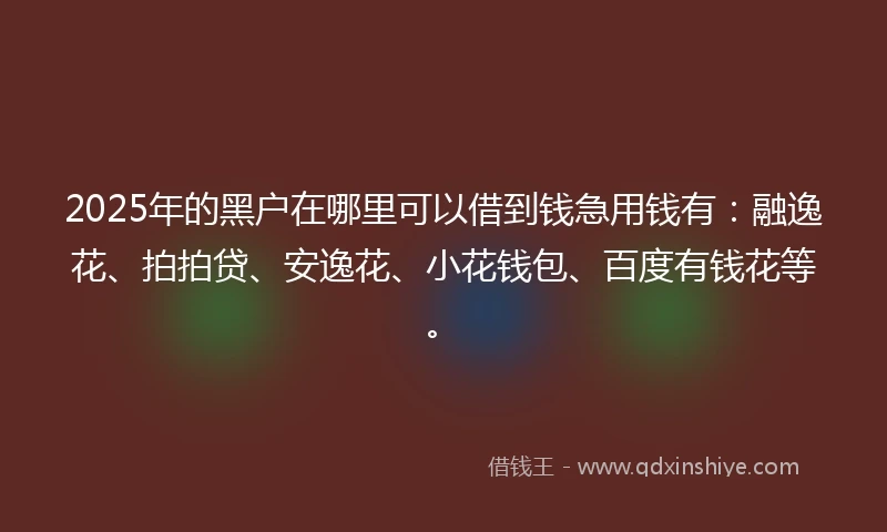 2025年的黑户在哪里可以借到钱急用钱有：融逸花、拍拍贷、安逸花、小花钱包、百度有钱花等。