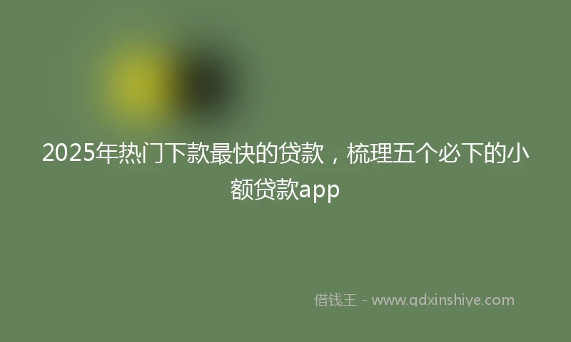 2025年热门下款最快的贷款，梳理五个必下的小额贷款app
