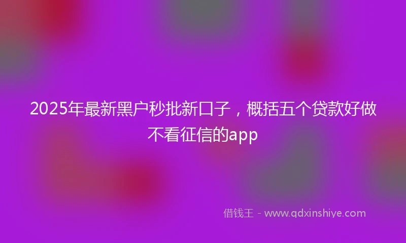2025年最新黑户秒批新口子，概括五个贷款好做不看征信的app