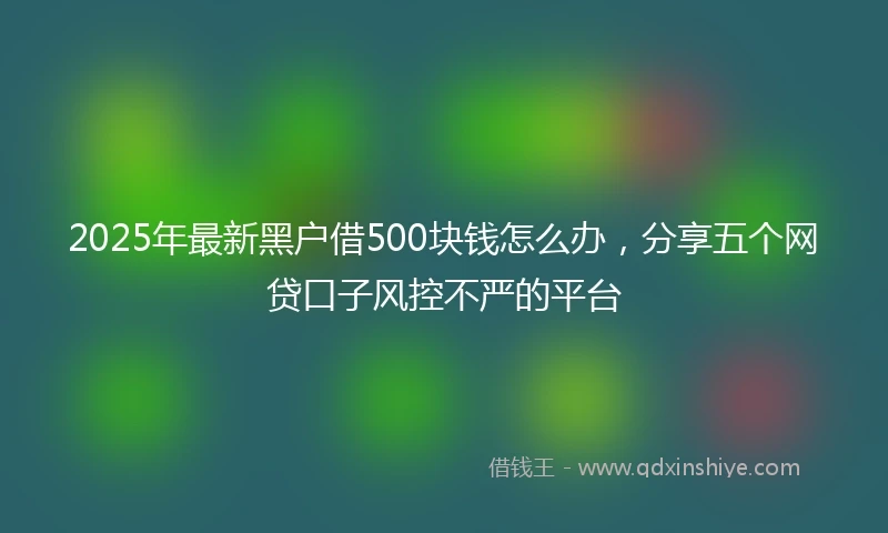 2025年最新黑户借500块钱怎么办，分享五个网贷口子风控不严的平台