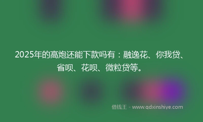 2025年的高炮还能下款吗有：融逸花、你我贷、省呗、花呗、微粒贷等。