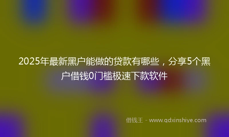 2025年最新黑户能做的贷款有哪些，分享5个黑户借钱0门槛极速下款软件