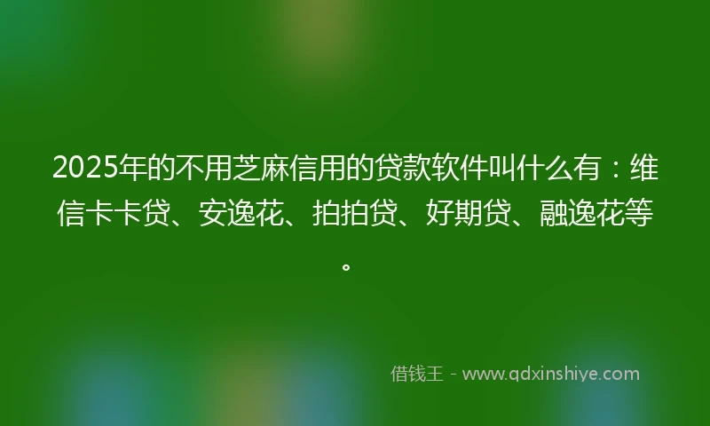 2025年的不用芝麻信用的贷款软件叫什么有：维信卡卡贷、安逸花、拍拍贷、好期贷、融逸花等。