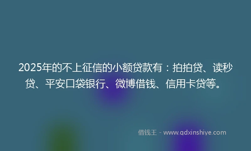 2025年的不上征信的小额贷款有：拍拍贷、读秒贷、平安口袋银行、微博借钱、信用卡贷等。