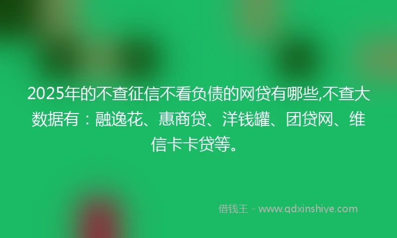 2025年的不查征信不看负债的网贷有哪些,不查大数据有:融逸花、惠商贷、洋钱罐、团贷网、维信卡卡贷等。