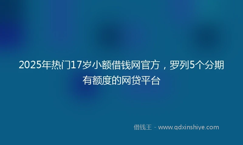 2025年热门17岁小额借钱网官方，罗列5个分期有额度的网贷平台