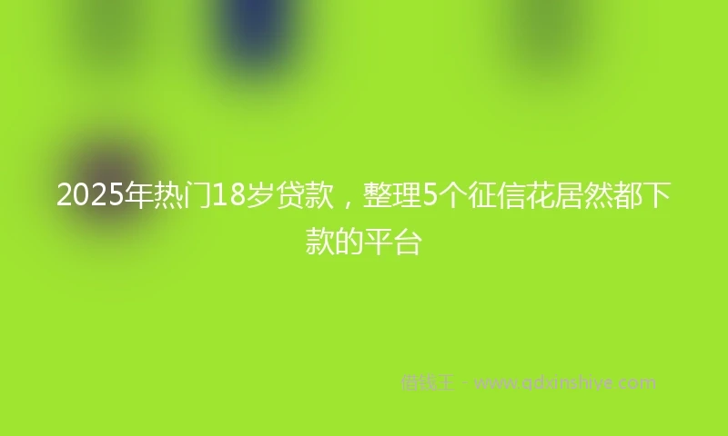 2025年热门18岁贷款,整理5个征信花居然都下款的平台