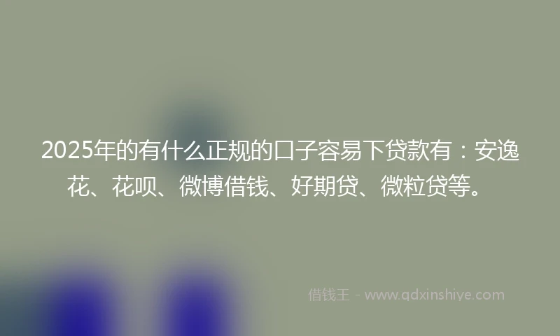 2025年的有什么正规的口子容易下贷款有：安逸花、花呗、微博借钱、好期贷、微粒贷等。