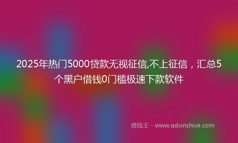 2025年热门5000贷款无视征信,不上征信,汇总5个黑户借钱0门槛极速下款软件