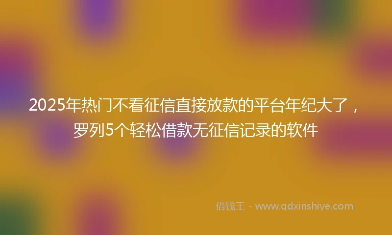 2025年热门不看征信直接放款的平台年纪大了，罗列5个轻松借款无征信记录的软件