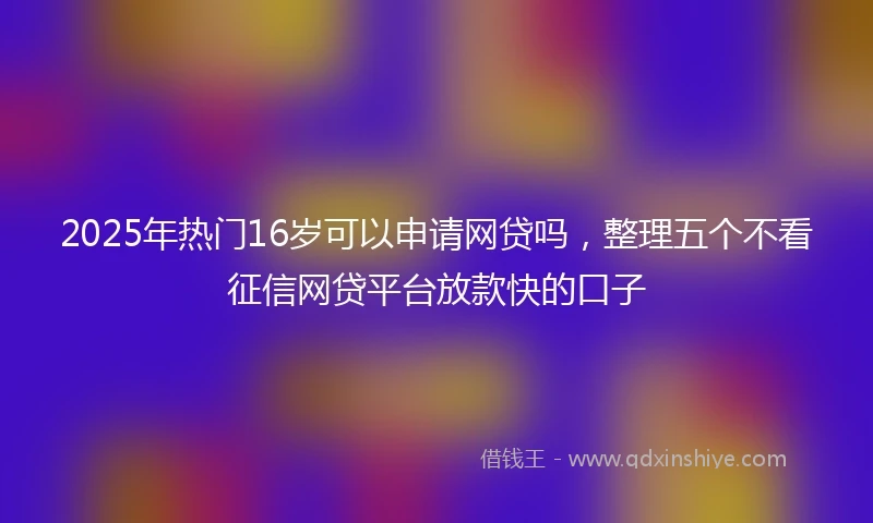 2025年热门16岁可以申请网贷吗，整理五个不看征信网贷平台放款快的口子