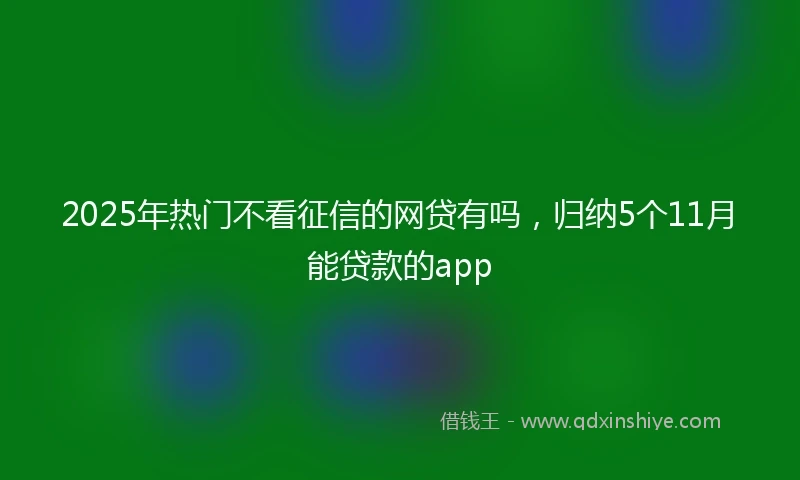 2025年热门不看征信的网贷有吗，归纳5个11月能贷款的app