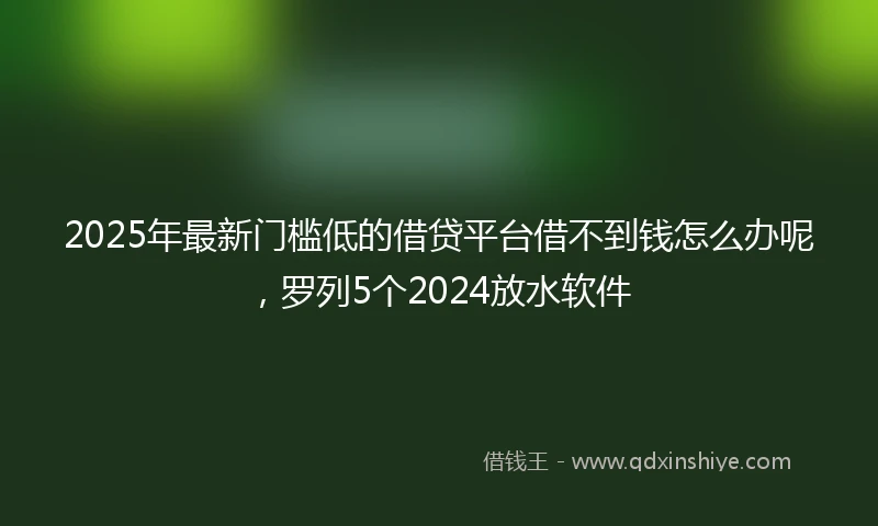 2025年最新门槛低的借贷平台借不到钱怎么办呢，罗列5个2024放水软件