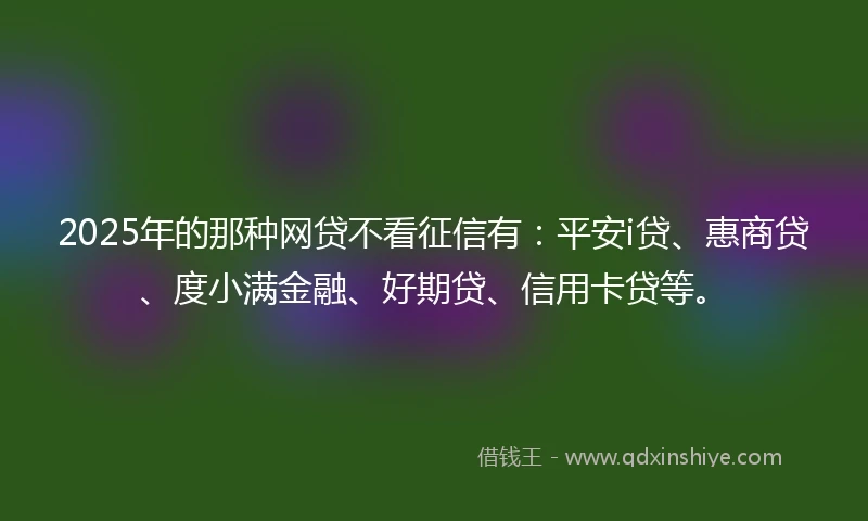 2025年的那种网贷不看征信有：平安i贷、惠商贷、度小满金融、好期贷、信用卡贷等。