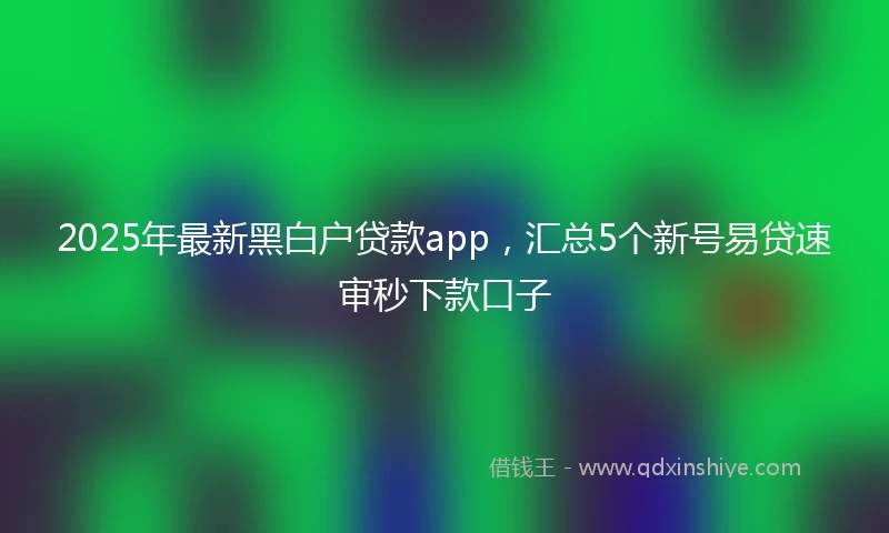 2025年最新黑白户贷款app，汇总5个新号易贷速审秒下款口子