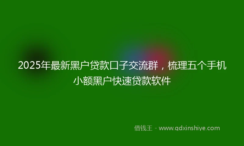 2025年最新黑户贷款口子交流群，梳理五个手机小额黑户快速贷款软件