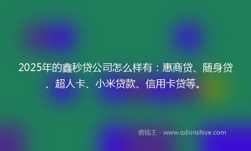 2025年的鑫秒贷公司怎么样有：惠商贷、随身贷、超人卡、小米贷款、信用卡贷等。