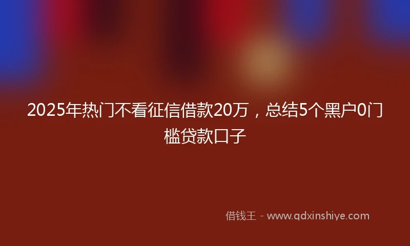 2025年热门不看征信借款20万，总结5个黑户0门槛贷款口子