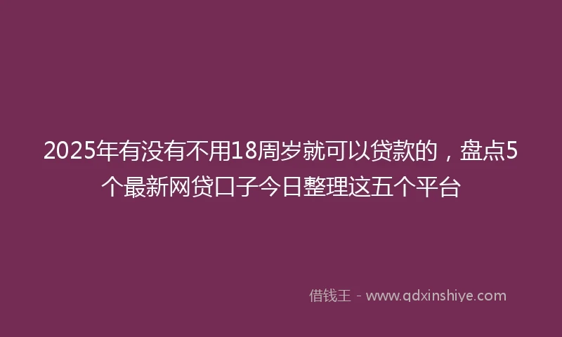 2025年有没有不用18周岁就可以贷款的，盘点5个最新网贷口子今日整理这五个平台