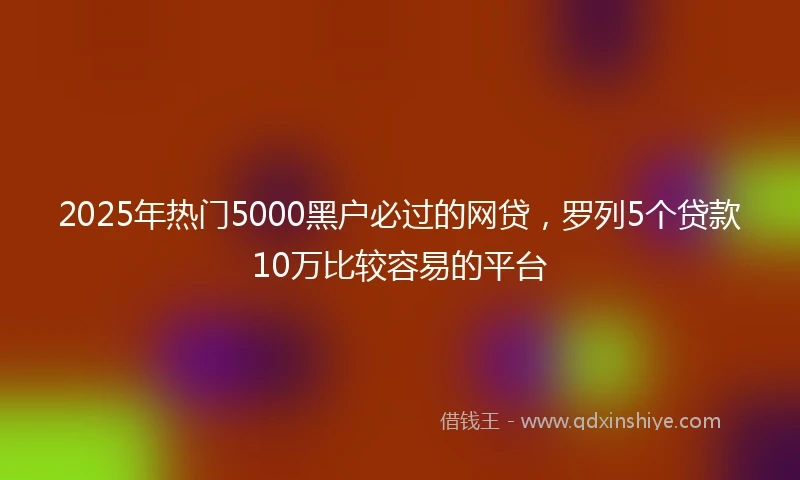 2025年热门5000黑户必过的网贷,罗列5个贷款10万比较容易的平台