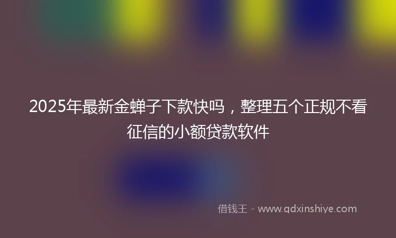2025年最新金蝉子下款快吗，整理五个正规不看征信的小额贷款软件