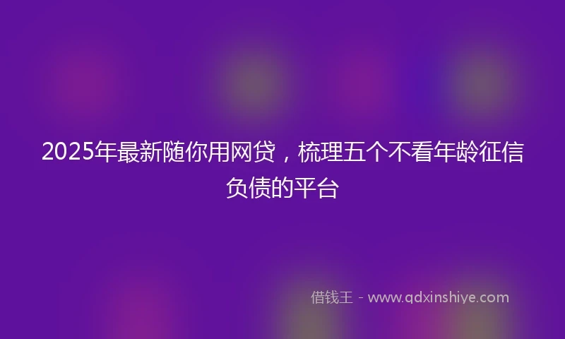 2025年最新随你用网贷，梳理五个不看年龄征信负债的平台