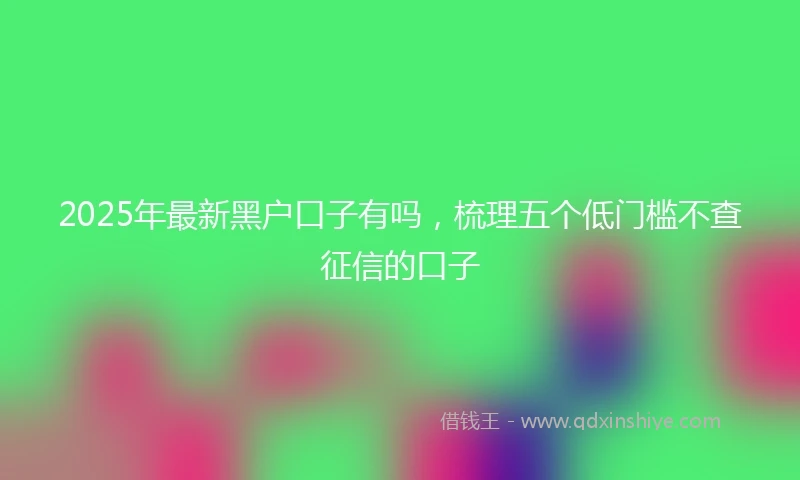 2025年最新黑户口子有吗，梳理五个低门槛不查征信的口子