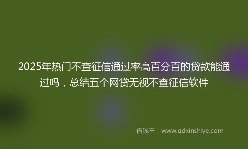 2025年热门不查征信通过率高百分百的贷款能通过吗，总结五个网贷无视不查征信软件