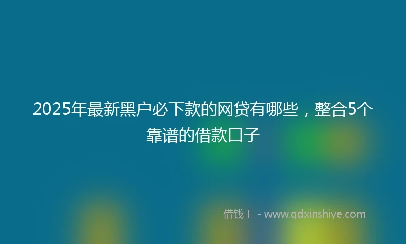2025年最新黑户必下款的网贷有哪些，整合5个靠谱的借款口子