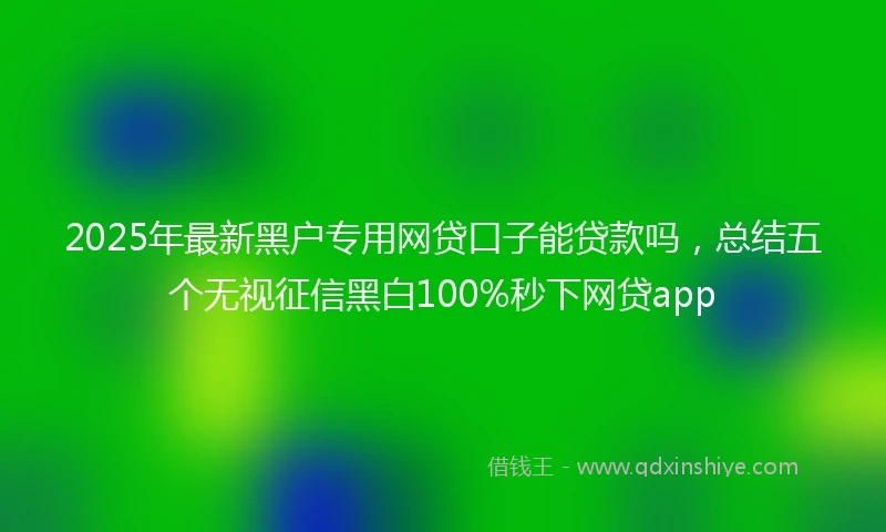 2025年最新黑户专用网贷口子能贷款吗，总结五个无视征信黑白100%秒下网贷app