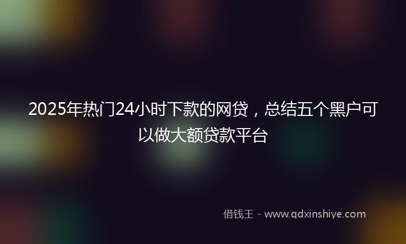 2025年热门24小时下款的网贷，总结五个黑户可以做大额贷款平台