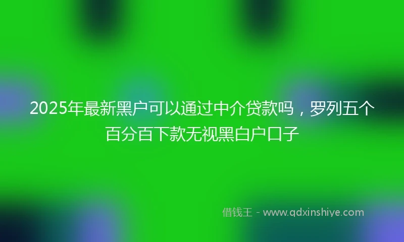 2025年最新黑户可以通过中介贷款吗，罗列五个百分百下款无视黑白户口子