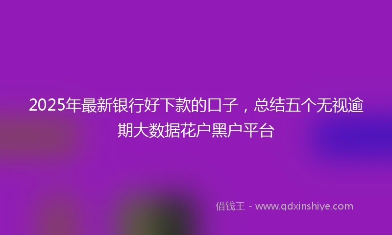2025年最新银行好下款的口子，总结五个无视逾期大数据花户黑户平台