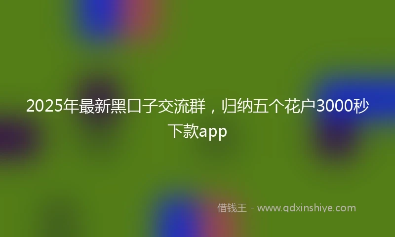 2025年最新黑口子交流群，归纳五个花户3000秒下款app